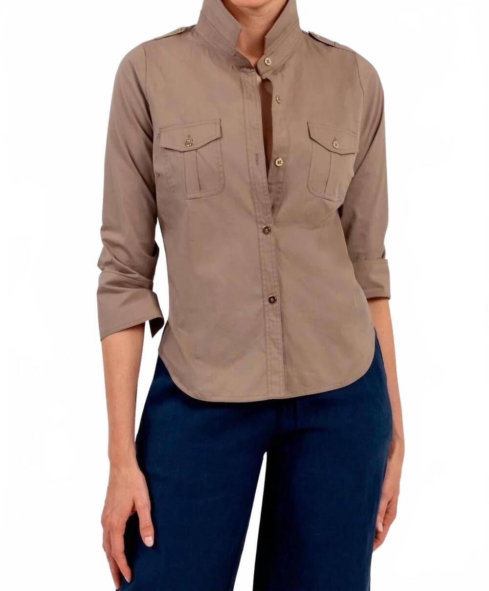 NEW GRETCHEN SCOTT safari boyfriend shirt in khaki